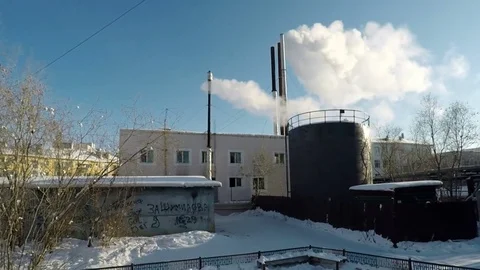 Big chimney with grey smoke Full HD Stock Footage Stock Footage 69784820