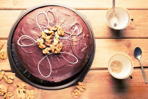 Big chocolate cake Stock Photos