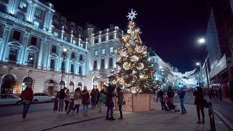 Big Christmas Tree at Waterloo Place in London Video stock 71133501