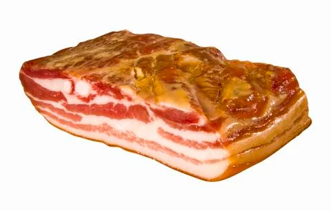 Big chunk of bacon isolated Stock Photos