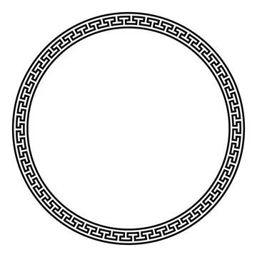 Big circle frame with simple meander pattern, Greek key border Stock Illustration
