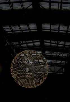 Big circle globe light like earth planet star in space or universe hang on th Foto stock