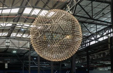 Big circle globe light like earth planet star in space or universe hang on .. Foto stock