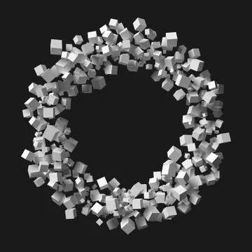 Big circular frame formed by random sized cubes Stock Illustration