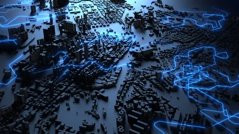 Big city of big data, animation of the city is executed in a casual dark styl Stock Footage 149803282