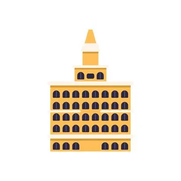 Big city hall building with a clock tower standing tall and proud Ilustración de archivo