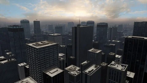 Big City Soft Sunset Stock Footage 80733493