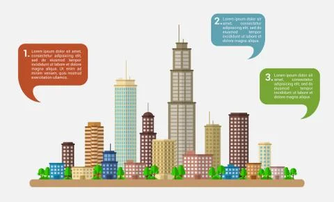 Big city with speech bubbles Stock Illustration