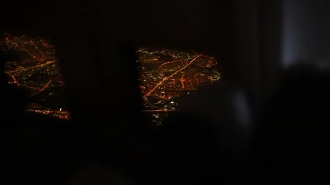 Big city top view from plane window. Lights of the buildings. 動画素材 108609731