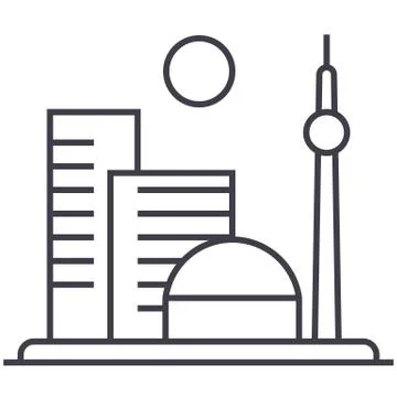 Big city vector line icon, sign, illustration on background, editable strokes Stock-Illustration