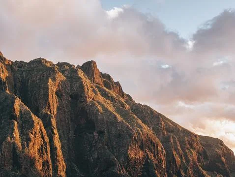 Big cliffs during sunset with clouds in Masca, Tenerife. Foto stock