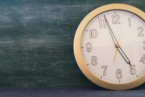 Big clock with chalkboard background copy space for concept idea Stock Photos