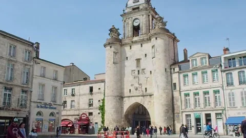Big Clock Gate in La Rochelle, France (April 2022) 스톡 동영상 182867692