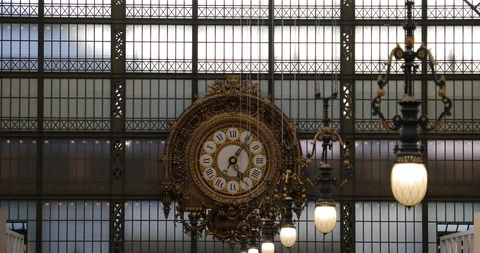 Big clock in the museum of Paris Stock Footage 95862401