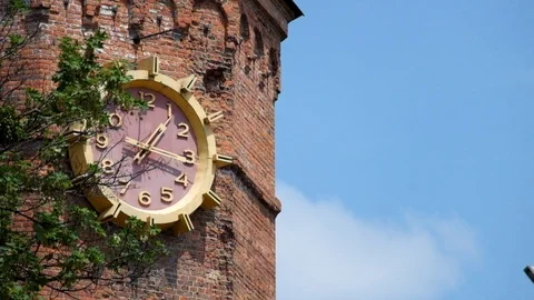 Big clock on the old water tower 스톡 동영상 110603542