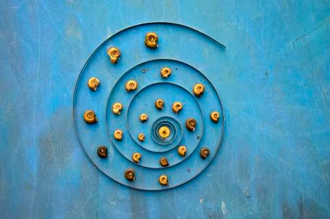 Big clock spring spiral and snail shells concept 스톡 사진