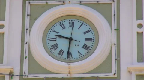 Big Clock in Town Plaza - Broken Stock Footage 6936162