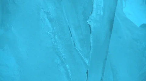 Big close up blue icicles in crevasse, Antarctica Stock Footage 34294247