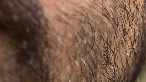 Big Close-Up Of The Harsh Face Of A Bearded Adult Man Stock-Footage 122743856