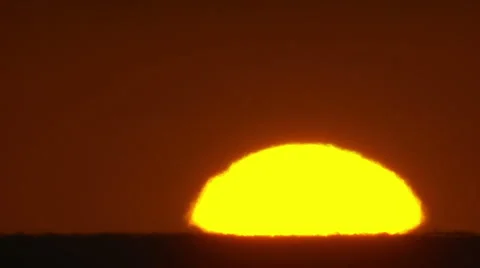 Big Close-up Sun Rise Over Ocean - Clear Horizon &amp; Sky Sunrise, Time Lapse Stock Footage 5295861