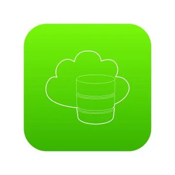 Big cloud database icon green vector Illustrazione stock