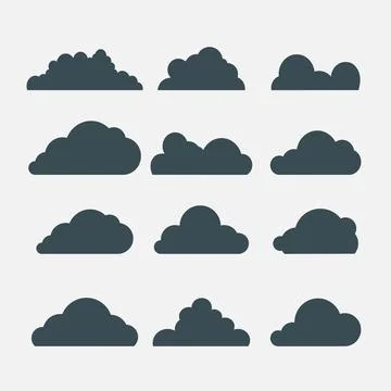 Big Cloud Flat color minimal icon set. Stock Illustration