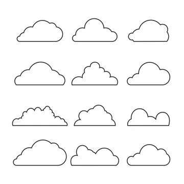 Big Cloud Flat four color minimal icon set. Vector Stock Illustration