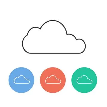 Big Cloud Flat four color minimal set. Stock Illustration