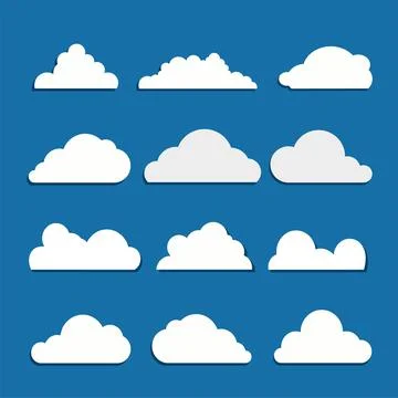 Big Cloud Flat two colour minimal icon set. Vector Stock Illustration