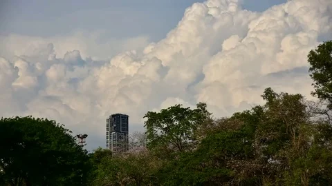 Big cloud over the building in the morning. Stock Footage 83907647