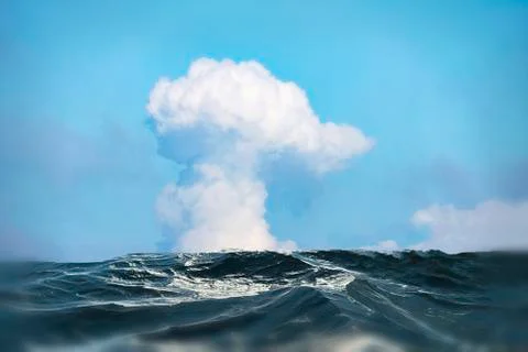 Big cloud over the ocean in the Atlantic Stock Photos