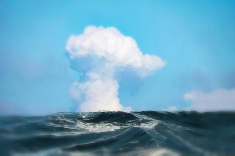 Big cloud over the ocean in the Atlantic Stock Photos