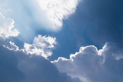 Big clouds and light beam Stock-Fotos