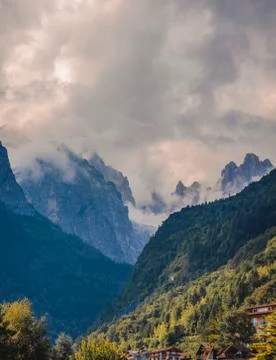 Big clouds in the mountains Stock Photos