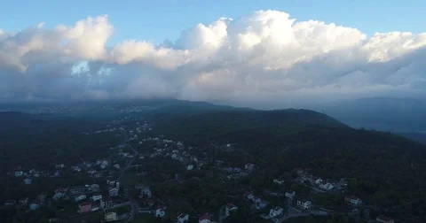 Big clouds over suburbs Stockbeeldmateriaal 75475959