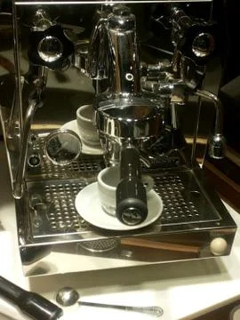 Big  COFFEE-MACHINE in  reflexion Stock Photos