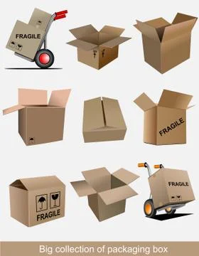 Big collection of carton packaging boxes. Vector illustration Stock Illustration