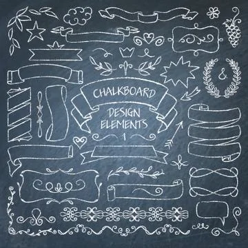 Big collection of chalkboard elements Stock Illustration