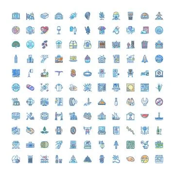 Big collection of diverse doodle line icons Stock Illustration