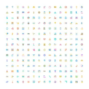 Big collection of diverse flat design outline icons Illustrazione stock