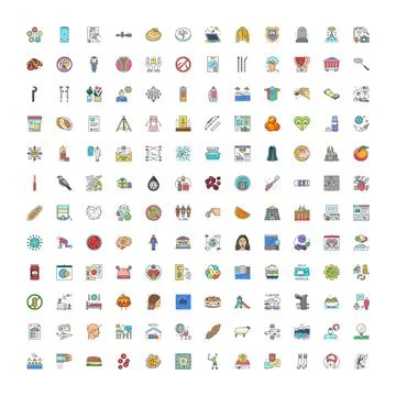 Big collection of diverse flat design web icons Illustrazione stock