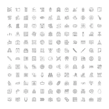 Big collection of diverse outline linear icons Ilustración de archivo