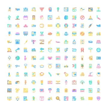 Big collection of diverse outline vector icons Illustrazione stock