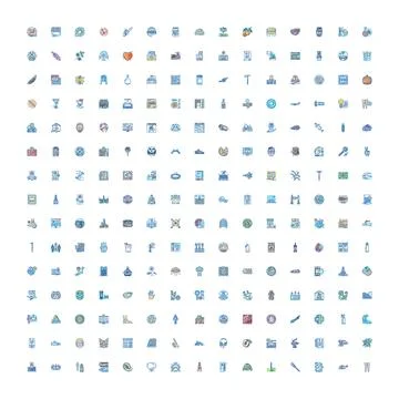 Big collection of diverse outline web interface icons Stock Illustration