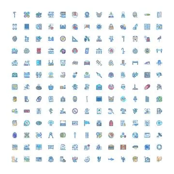 Big collection of flat line style icons for web Ilustración de archivo