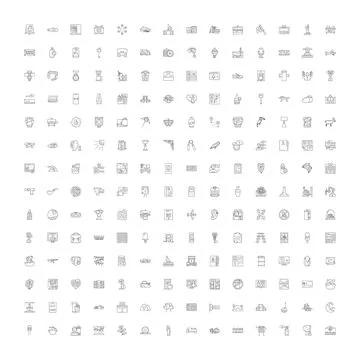 Big collection general line art icons set Stock Illustration