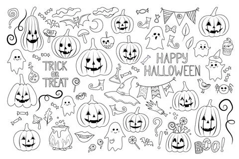Big Collection of Halloween Elements Stock Illustration