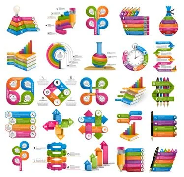 Big Collection infographics. Design elements. Infographics for business Illustrazione stock