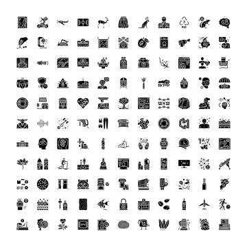 Big collection of modern app and web interface glyphs Stock Illustration