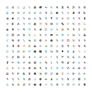Big collection of modern flat icon set Ilustración de archivo
